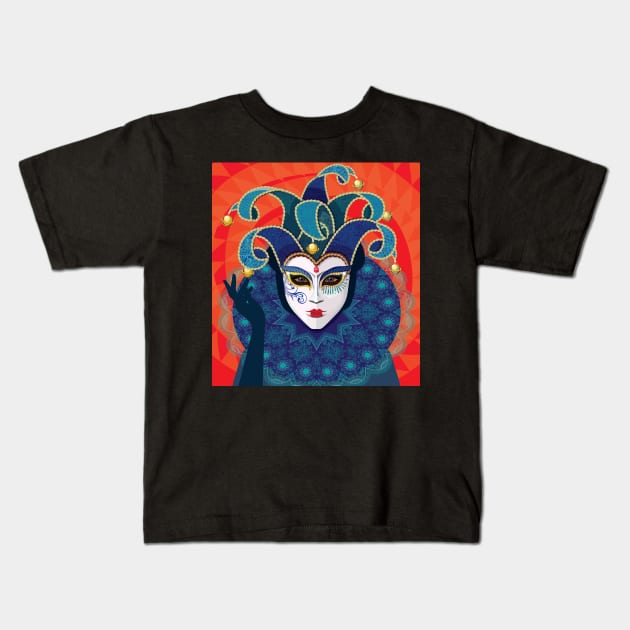 Venetian Mask Design Kids T-Shirt by one 35 lab